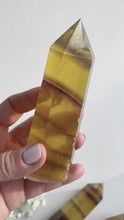 Load and play video in Gallery viewer, Yellow Fluorite Crystal Point #3
