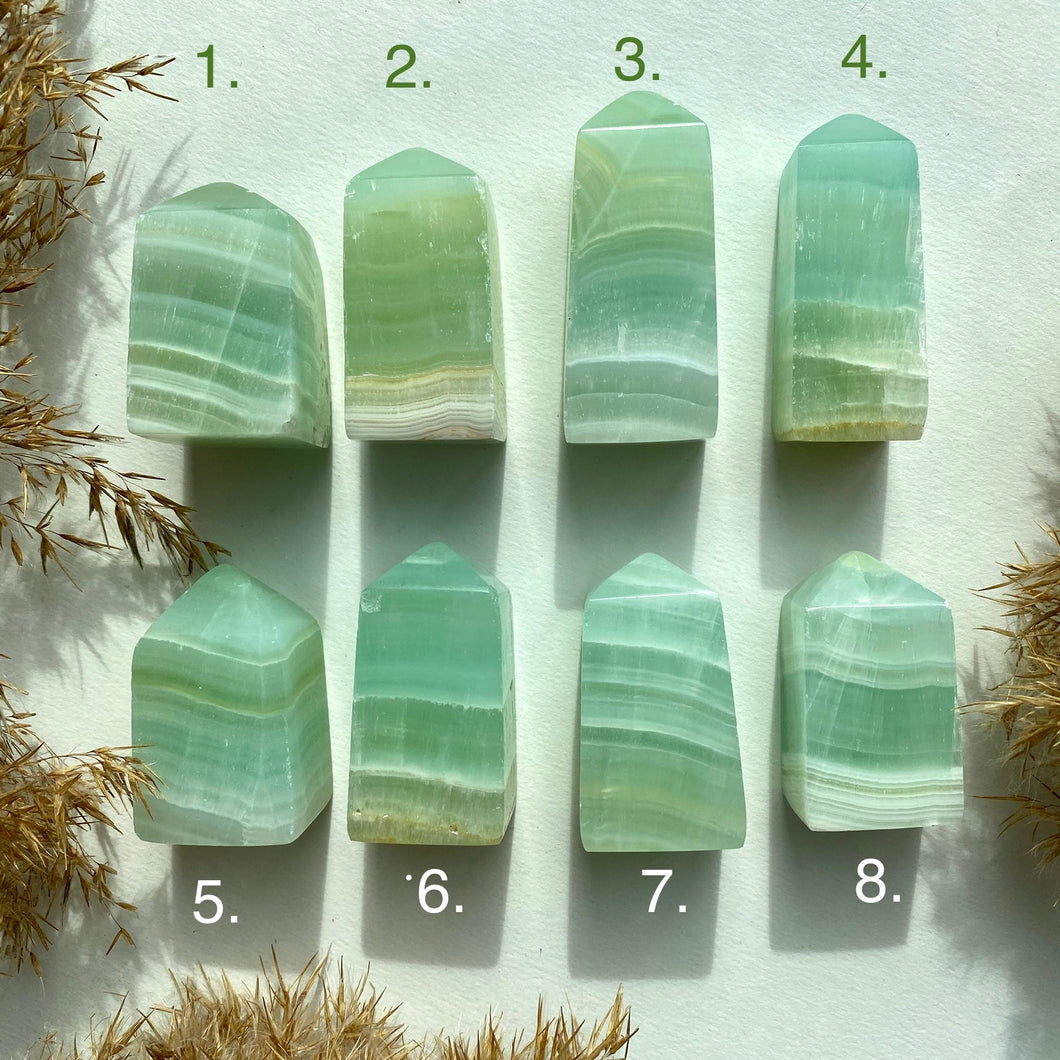 Green Calcite Towers, 5-6 cm