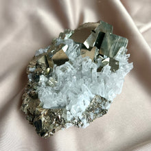 Load image into Gallery viewer, Pyrite on Quartz Cluster
