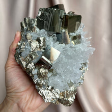 Load image into Gallery viewer, Pyrite on Quartz Cluster
