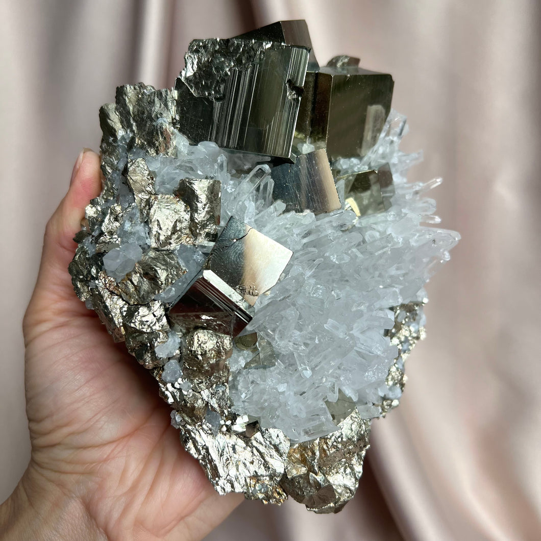 Pyrite on Quartz Cluster