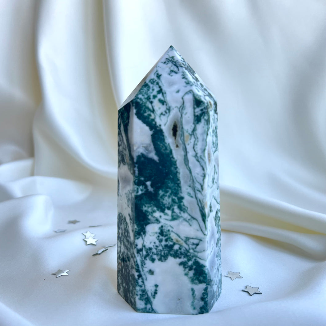 Moss Agate Crystal Point XL #5