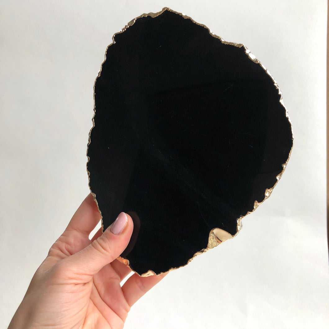 Black Obsidian Platter, Golden Edge