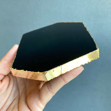 Load image into Gallery viewer, Black Obsidian Coaster, Golden Edge
