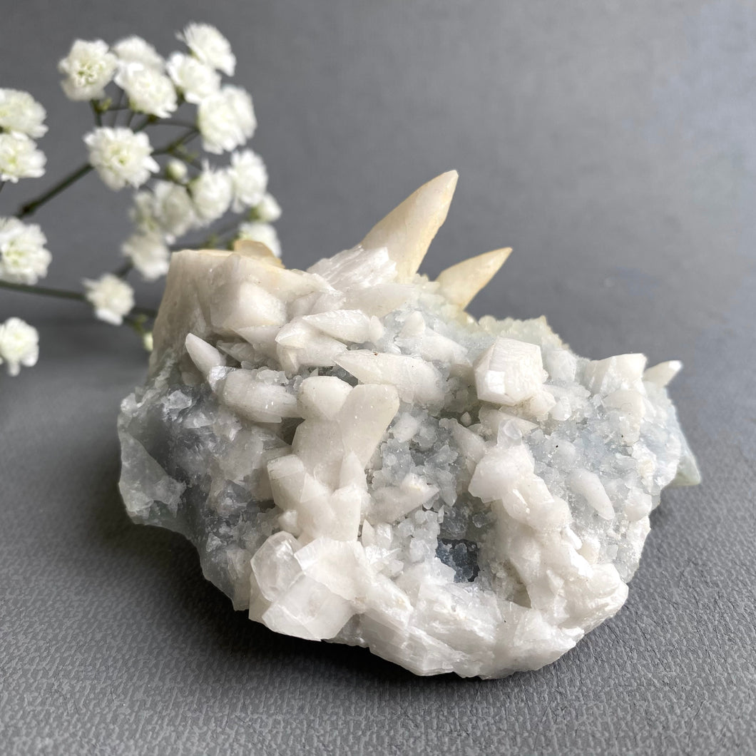 Chalcedony Druzy with Dog Tooth Calcite