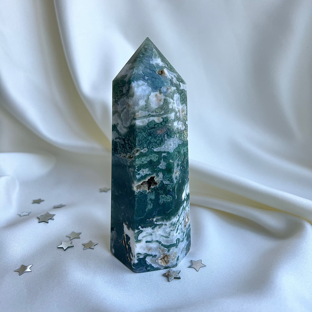 Moss Agate Crystal Point #3